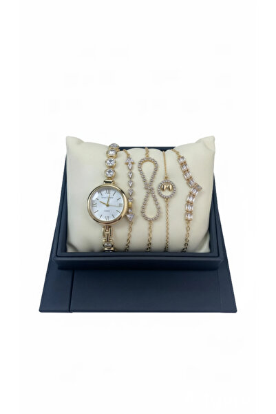 Boutique The complete women's elegance set: a gold watch and luxurious crysta...