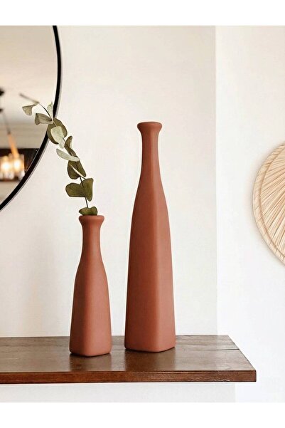 Hestia Home 2'li Şişe Seramik Set Kızıl Kahve