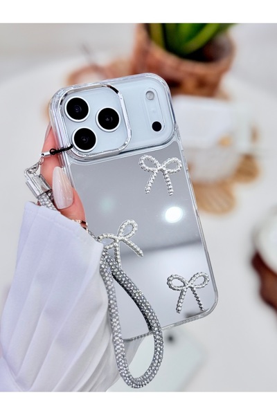 Go Aksesuar iPhone 17 Promax Compatible Mirrored Charm Bow Toy Design Silicon...