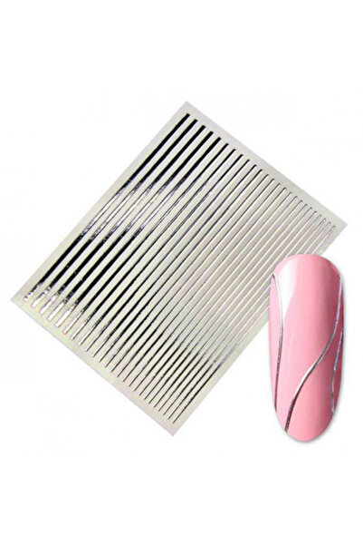Pink Nails Autocolante pentru unghii cu linii geometrice flexibile, argintii