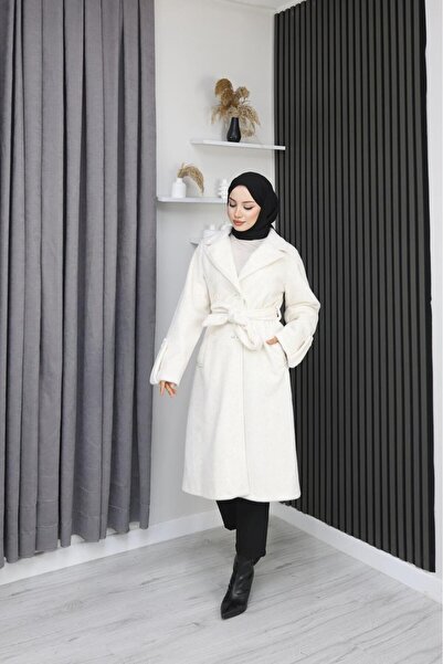 GÖZDE GİYİM Fox Fabric Double-Breasted Size 115'Cm Coat with Sleeves and Patches