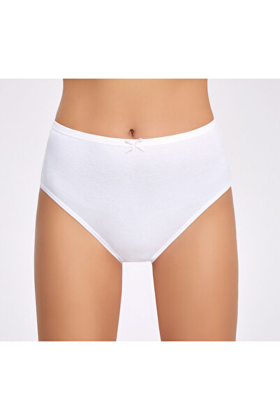İlke Women'S, 100% Cotton, Bow Detail, High Waist, 6-Piece White Bato Panties