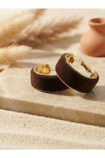 shesra Mengüer 14 Ayar Altın Kaplama Çelik Acı Kahve Süet Dokulu Kalın Halka ...
