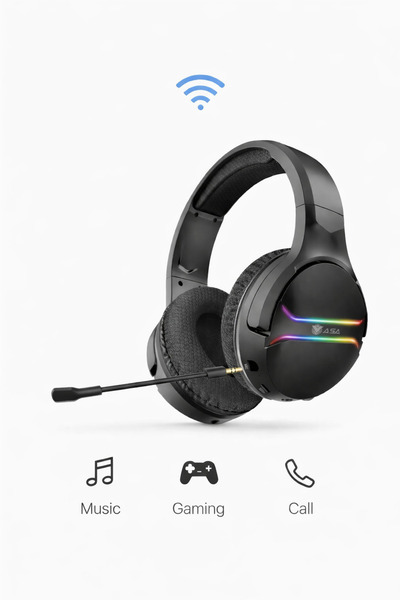 ASA Smash RGB Gaming Headset – Wireless & Wired Bluetooth Headphones with Mic...