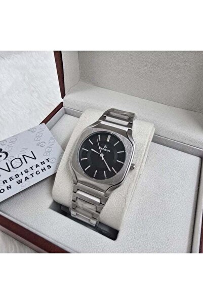 benon Men's Wristwatch Stainless Steel Waterproof Modern High Quality Silver ...