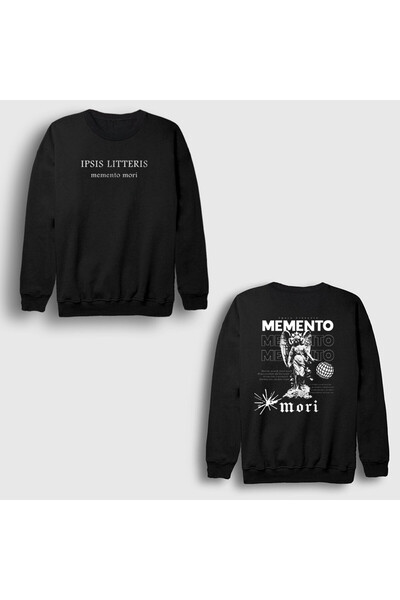 Presmono Unisex Black Angel Memento Mori Sırt Printed Sweatshirt 586088Tt