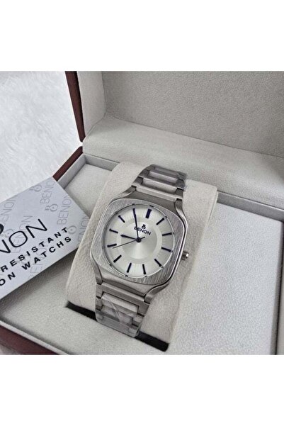 benon Men's Wristwatch Stainless Steel Waterproof Modern High Quality Silver ...