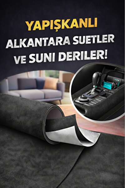 Bitacir Kendinden Yapışkanlı Alkantara Süet Suni Deri 100 X 150 -ANTRASIT