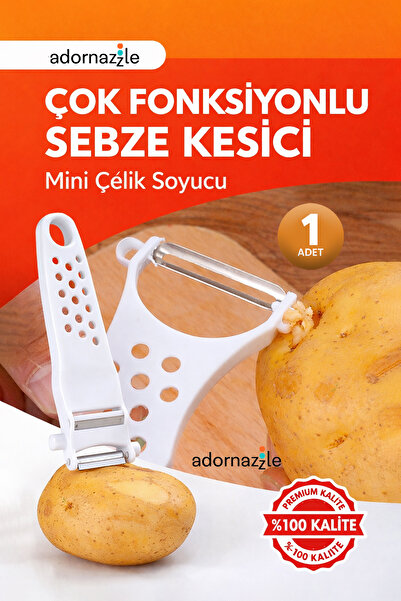 adornazzle Mini Çelik Soyucu ve Rende, Çok Fonksiyonlu Sebze Kesici, Sebze Do...