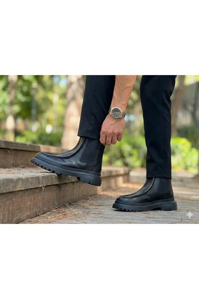 GÜR MODA AYAKKABI FERMUARLI KAYMAZ TABAN DERİ BOT ORTOPEDİK ASTAR GÜNLÜK