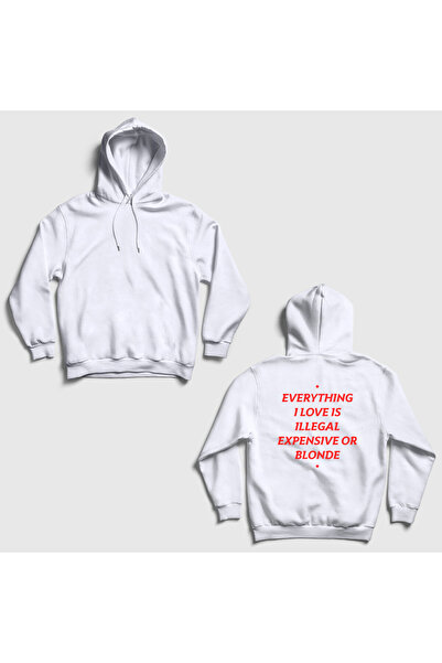 Presmono Unisex White Everything I Love Illegal Expensive Blonde Back Printed...