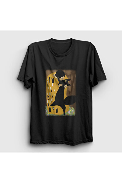 Presmono تي شيرت للجنسين باللون الأسود من Cat Kiss Cat Gift Gustav Klimt 5868...