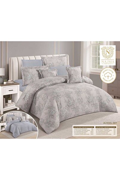 NAJMA مفرش سرير مزدوج قطن 100% بارد ناعم وجهين -طقم لحاف نفرين قطن100