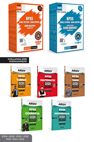 Pegem Akademi Yayıncılık 2026 KPSS Ön Lisans Soru Bankası + Konu Anlatımlı Mo...