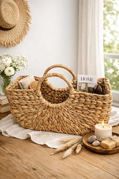 Dekorasyaa Coș multifuncțional cu mâner din răchită - Geantă - Organizator - ...