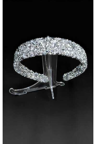KirLiNova Silver Stone Wide Crown – Handmade Special Design Hair Accessory -S...