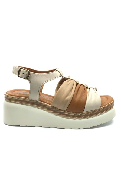 Venüs Sandale de damă ortopedice confortabile din piele naturală Vibrur BEJ