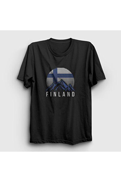 Presmono Unisex Black Mountain Finland Finlandia T-Shirt 588861Tt