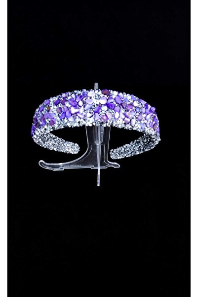 KirLiNova Wide Crown with Purple Stones – Silver Tone Handmade Special Design...