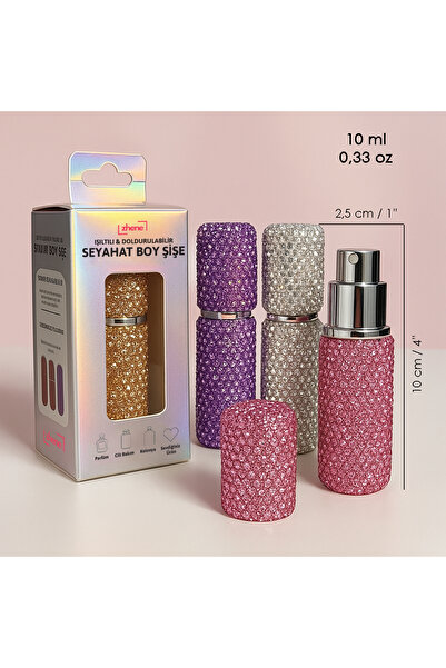 Juene Kristal Desenli Işıltılı Seyahat Parfüm Şişesi 10 ml \ Taşınabilir \ Pa...