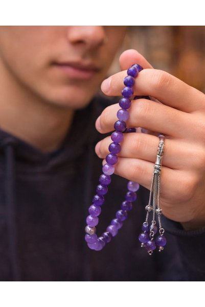 SUFİ TESBİH VE ESANS Natural Amethyst Stone Rosary – Handmade, Stylish, and High-Value Purple Stone Rosary