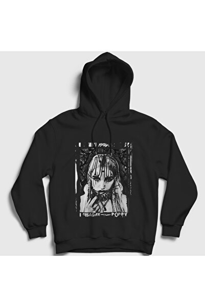 Presmono Unisex Black I Disagree Poppy Hooded Sweatshirt 587630Tt