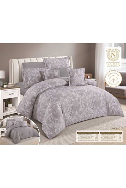 NAJMA مفرش سرير مزدوج قطن 100% بارد ناعم وجهين -طقم لحاف نفرين قطن100