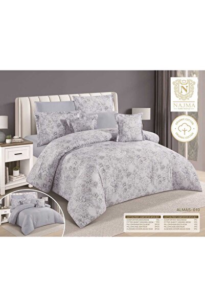NAJMA مفرش سرير مزدوج قطن 100% بارد ناعم وجهين -طقم لحاف نفرين قطن100