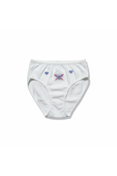 BİLGENS BUTİK Girl's 100% Cotton Embroidered Bato Panties (Pack of 2)