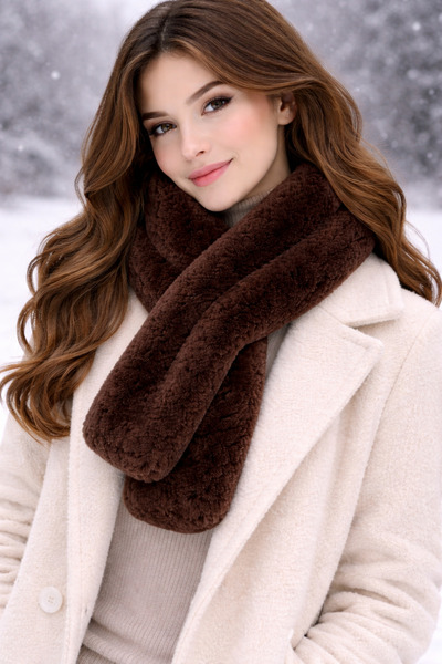 MyBen Women's Coffee Colored Plush Welsoft Scarf