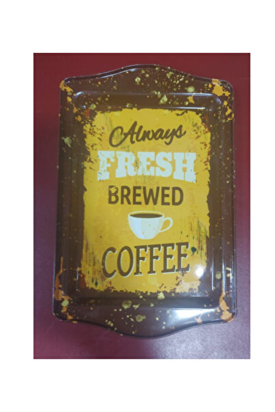 esdekor Small Themed Metal Tray Width 15.7cm Length 24.5cm 1 Piece