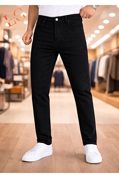 LORDA GİYİM Men's Jeans Black High Waist Lycra with Zipper
