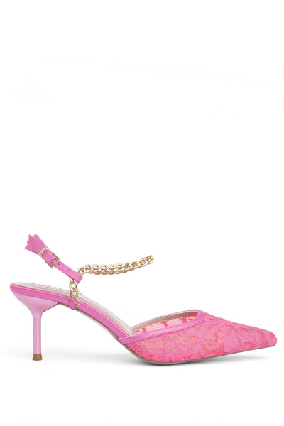 MARY Elegant Lace Detailed Chain Accessory Pointed Toe Women's Shoes