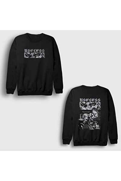 Presmono Unisex Black Useless Dio Brando Jojo Back Printed Sweatshirt 589700Tt