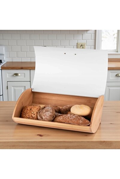 cc bin shihon Bamboo bread box, wooden bread basket, bread rack, size 35.7*25...