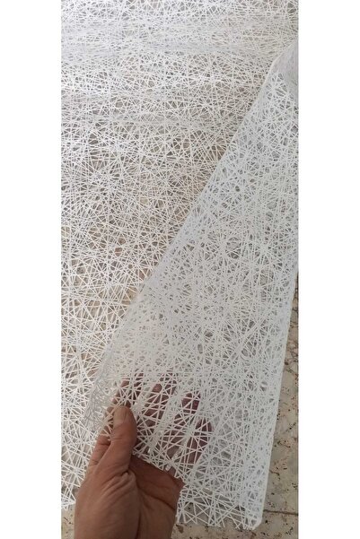 ÜN.K 140 X 100 CM Silinebilir Lüks Masa Örtüsü Şeffaf Hasır Desen Beyaz Pvc M...