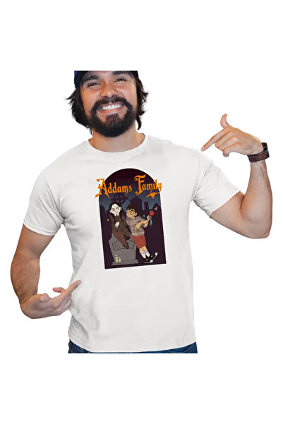 OEM Men's T-Shirt The Addams Family Wednesday Horror Cemetery Halloween Valen...