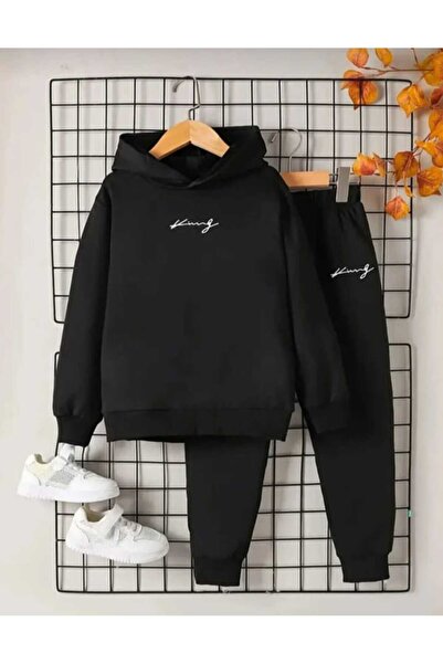 Nice Clothes Set Trening Copii Cu Glugă UNISEX KING ELYAZILI PRINT