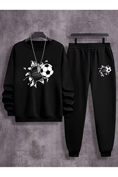 Massgai Unisex Football Top Printed Crew Neck Oversized Bottom-Top Jogger Cot...