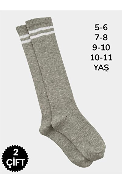 Çorabistaan 2 Çift Çok Renkli Çemberli Unisex Kız Erkek Çocuk Futbol Halı Sah...