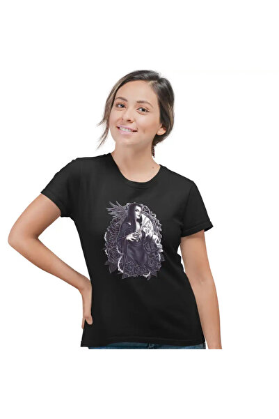 OEM Women's T-Shirt The Addams Family Morticia Scissors Nails Horror Hallowee...