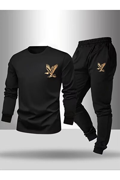 Massgai Unisex Kartal Eagle Printed Crew Neck Oversized Top and Bottom Jogger...