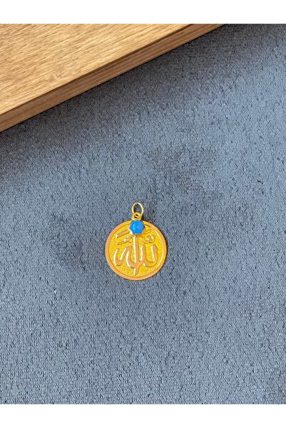Rupen Kraft 14 Ayar Altın Allah Yazılı Altın Kolye Ucu Doğal Firuze Taşlı Şan...