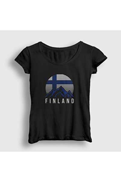 Presmono Women's Black Mountain Finland Finland T-Shirt 588898Tt