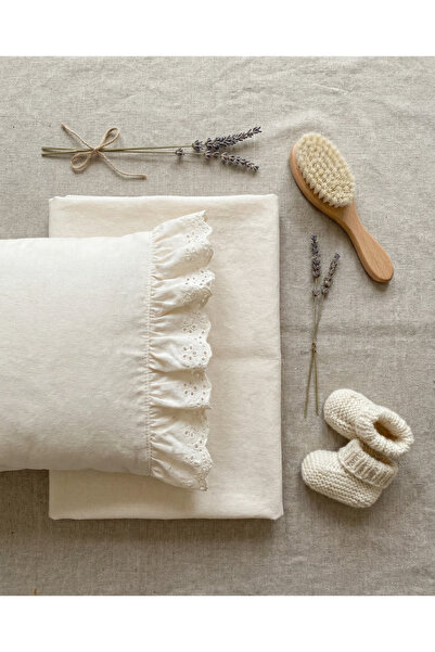 Pufuduk Baby Lüks Fisto İşlemeli %100 Pamuk Müslin Lastikli Bebek Çarşaf ve Y...