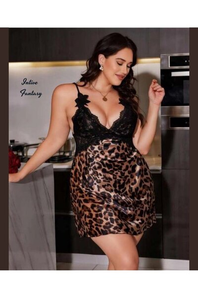 İntive Lingerie Μίνι νυχτικό με μοτίβο λεοπάρδαλης Intive Fantasy με λαιμόκοψ...