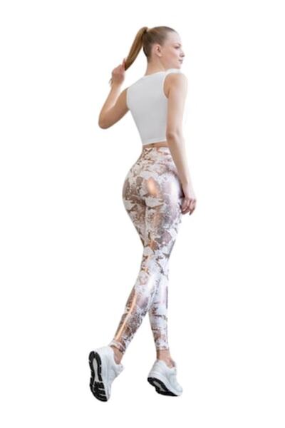 MIMI DANCE Shiny Leggings Gold & White - M