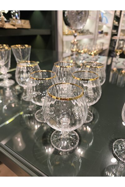 P&ORA PREMIUM KITCHEN PRODUCTS Bohemia Crystal Optical 250 Cc Mouth Gold 6-Pi...