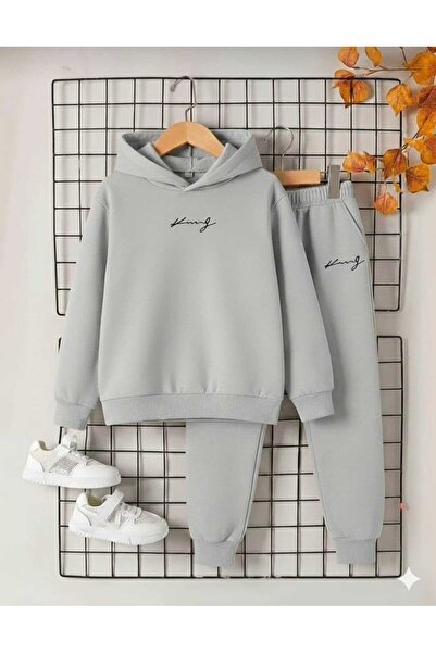 Nice Clothes Set Trening Copii Cu Glugă UNISEX KING ELYAZILI PRINT