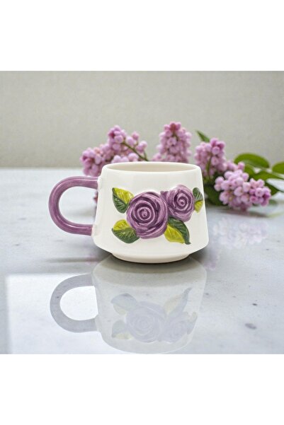 İlbay Çini Takı Embossed Lilac Rose Mug Cup